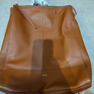 Fossil Tan Leather Tote Bag/Backpack